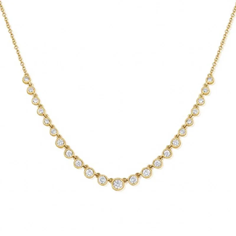 Ladies pearl and diamond necklace-Diamonds Bezels Stacking Necklace