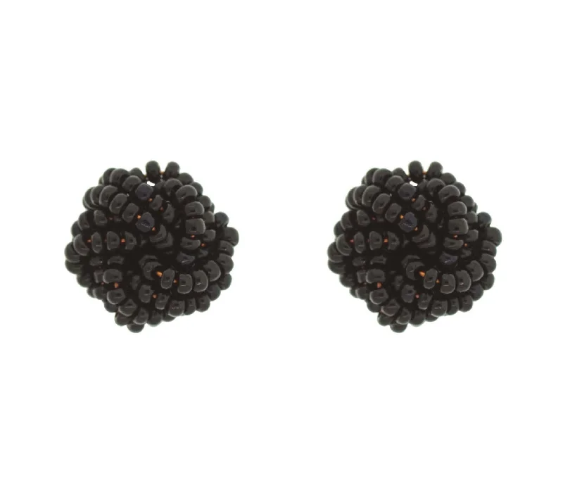 Ladies custom earrings-<br>Rosette Earrings<br> Black