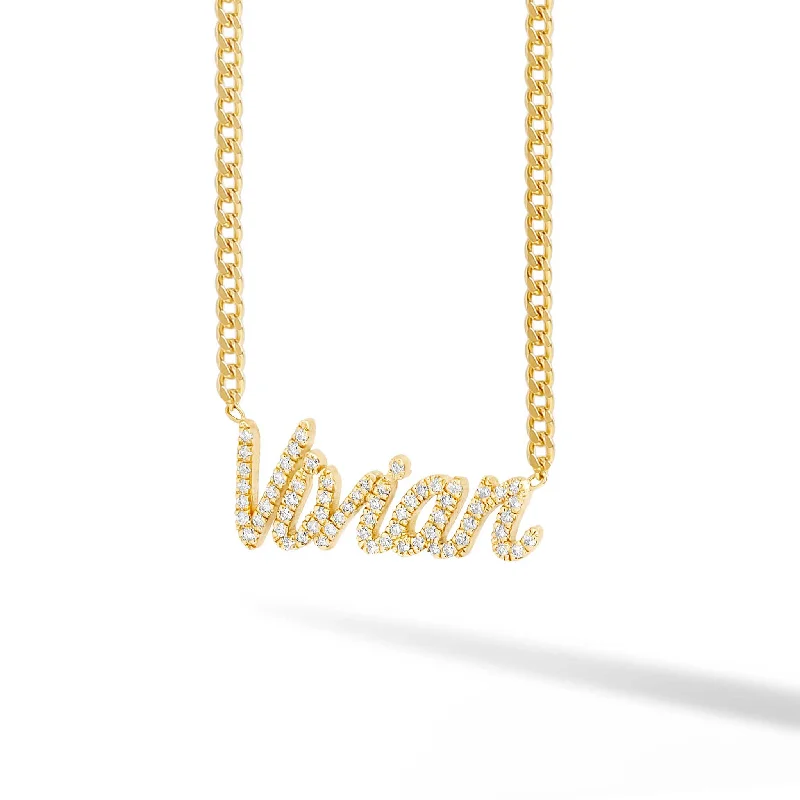 Ladies layering necklace-Custom Diamond Name Cuban Link Necklace