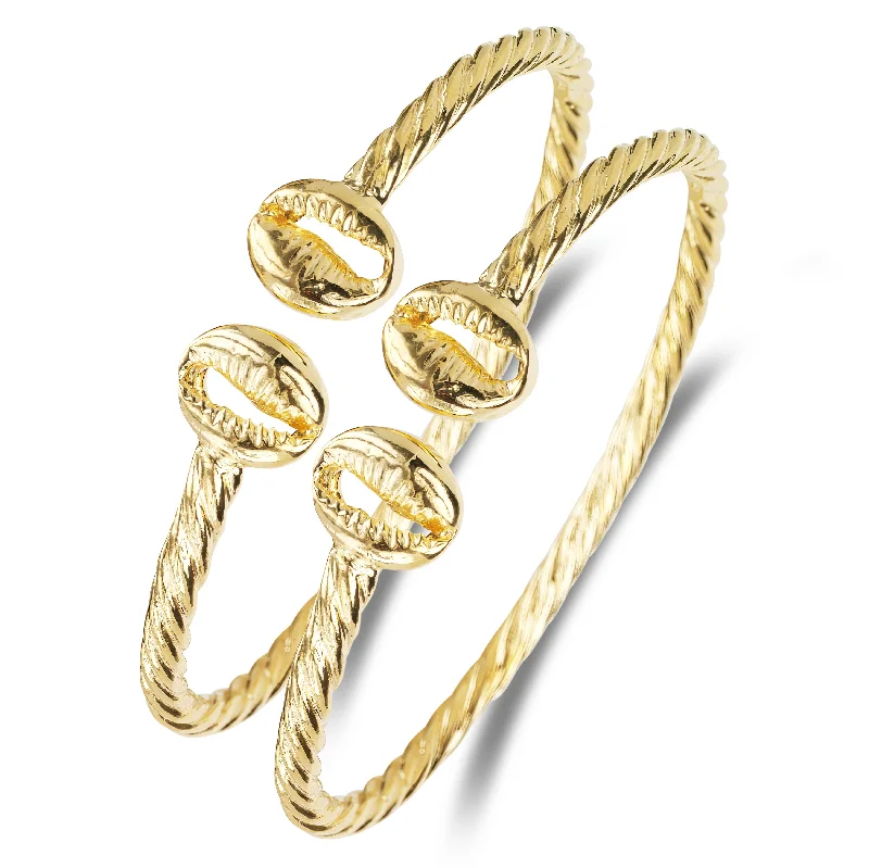 Ladies gold-tone bracelet-Better Jewelry Solid .925 Sterling Silver Cowrie Shell Coiled Rope Bangles, 1 pair