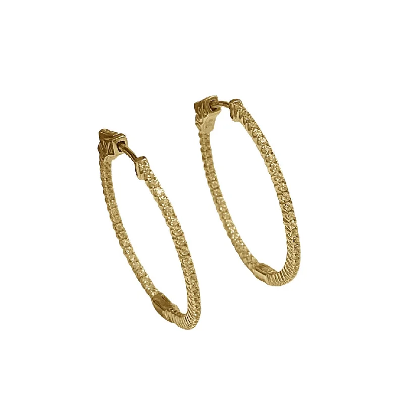 Ladies modern earrings-French Clasp Small  1.2 ” Pave Hoops