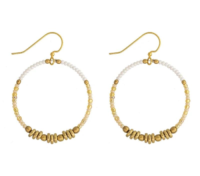 Ladies statement earrings-<br> Colorblocked Brass Hoops <br> Honey