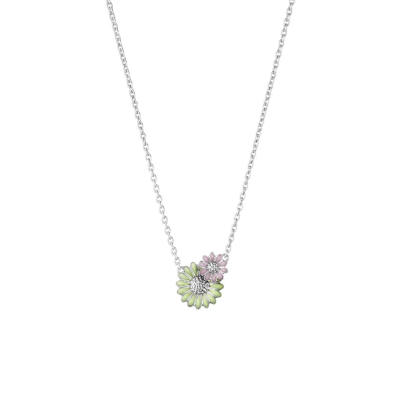 Ladies bridal necklace-Daisy x Stine Goya Silver, Pink & Green Necklace