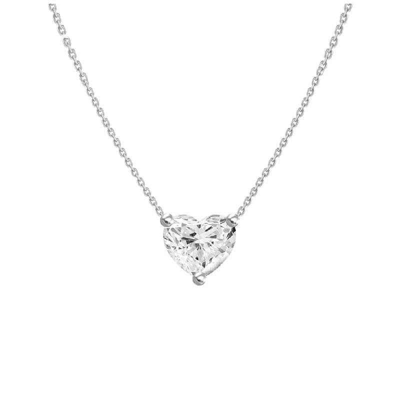 Ladies diamond pendant necklace-0.2ct Floating Diamond Solitaire Heart Necklace