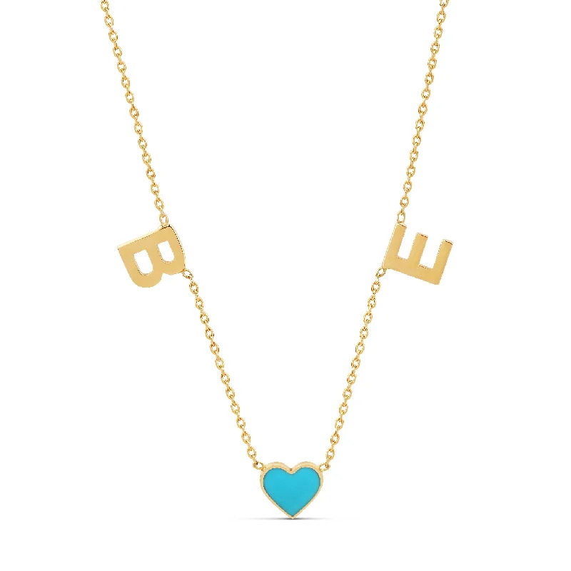 Ladies men’s and women’s matching necklace-Initials and Enamel Heart Necklace