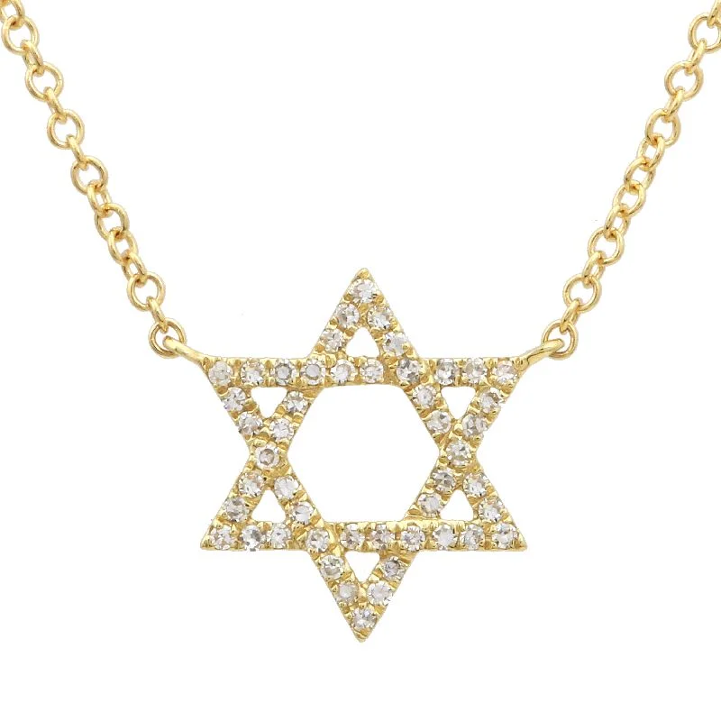 Ladies cubic zirconia pendant necklace-Diamond Star of David Necklace