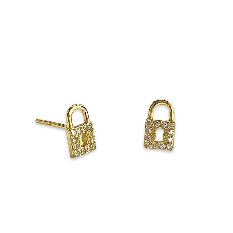 Ladies gold drop earrings-Safety Lock Studs