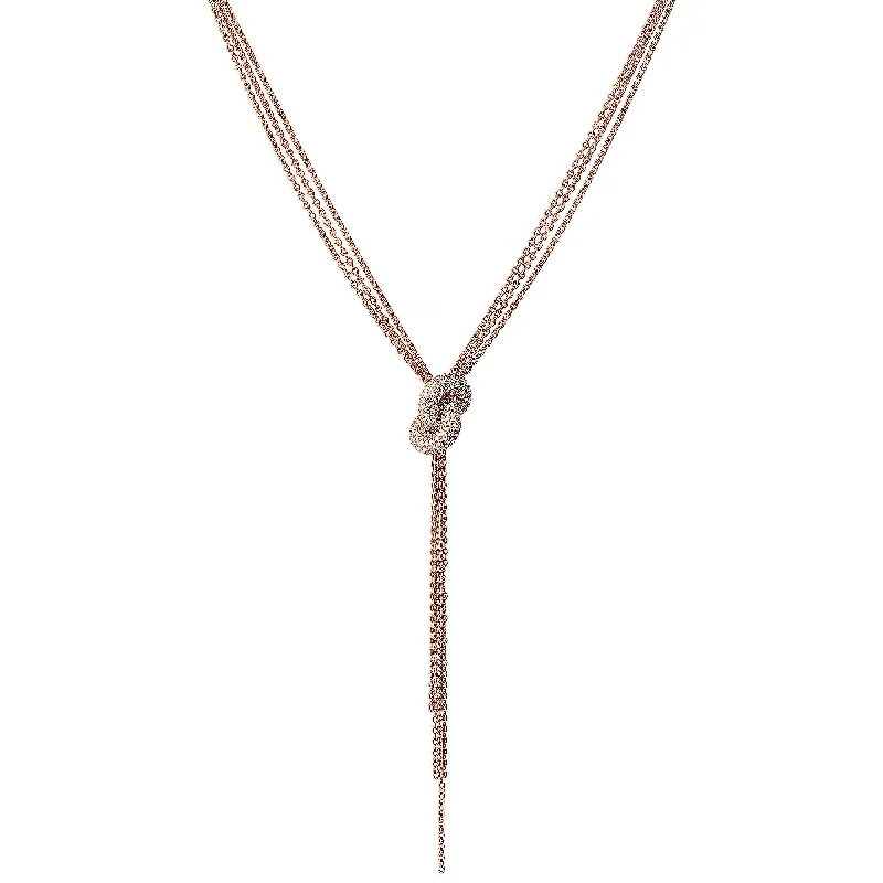 Ladies flower pendant necklace-The Legacy Knot 18K Rosegold Necklace w. Diamonds