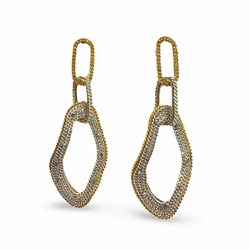 Ladies ruby earrings-Noellery Antique Chain Linked Sparkle Statement Earrings