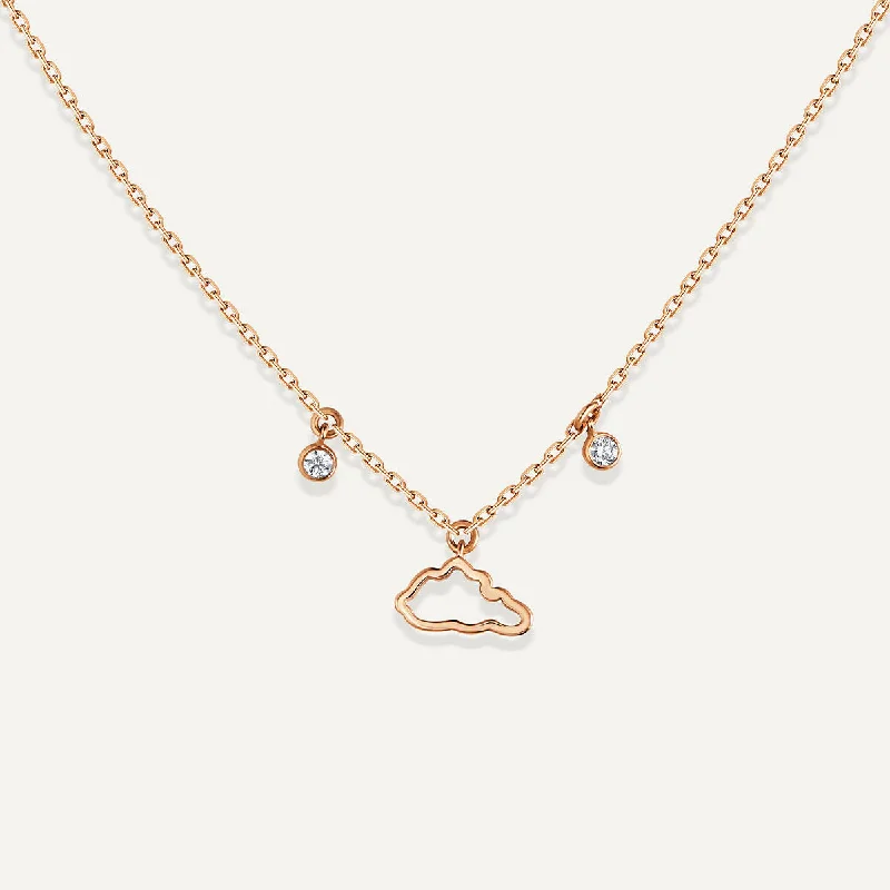 Ladies double chain necklace-Allusia Love One 18K Rosegold Necklace w. Diamonds