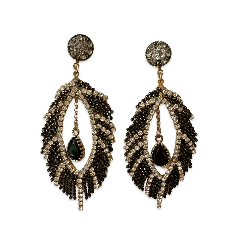 Ladies silver earrings-Kory Sparkle Teardrop Tassel Earrings