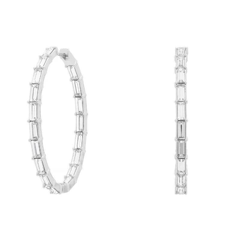 Ladies huggie earrings-Sienna Hoops in Rhodium