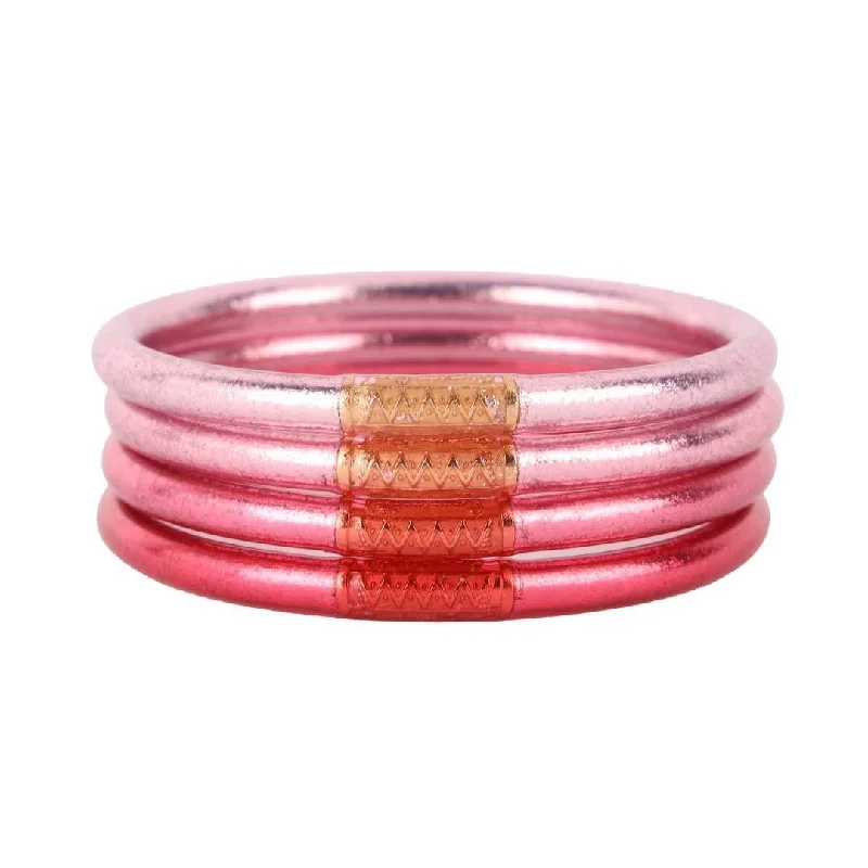 Ladies bridal bracelet-BuDhaGirl | Set of Four | All Weather Bangles in Carousel Pink