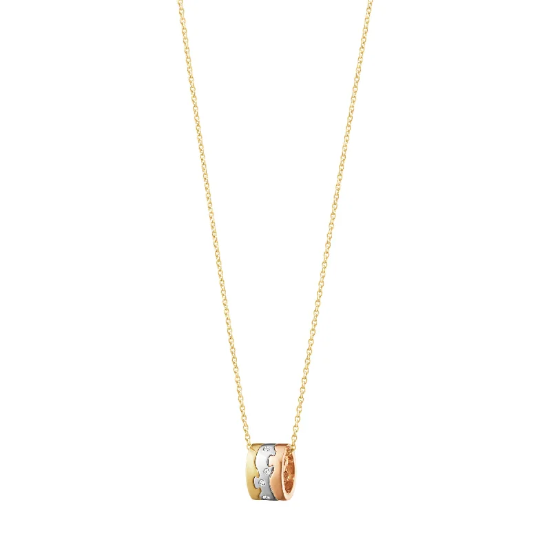 Ladies layering necklace-Fusion 18K Gold, White Gold & Rose Gold Necklace w. Diamonds 0.05 ct