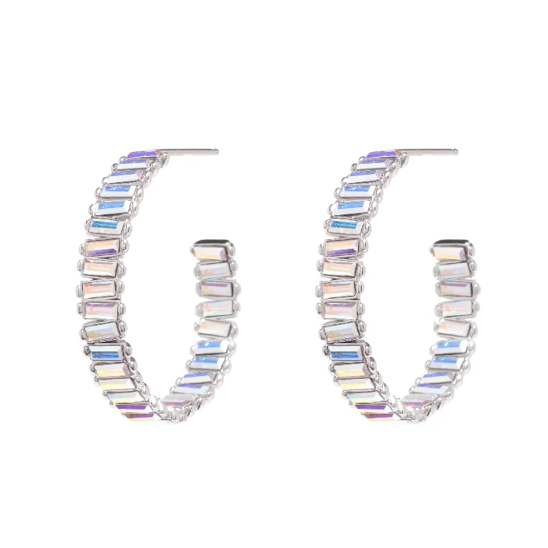 Ladies chain earrings-Baby Serena Hoops in Rhodium Unicorn