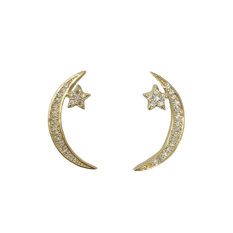 Ladies ear cuff earrings-Clara Moon Star Crawler