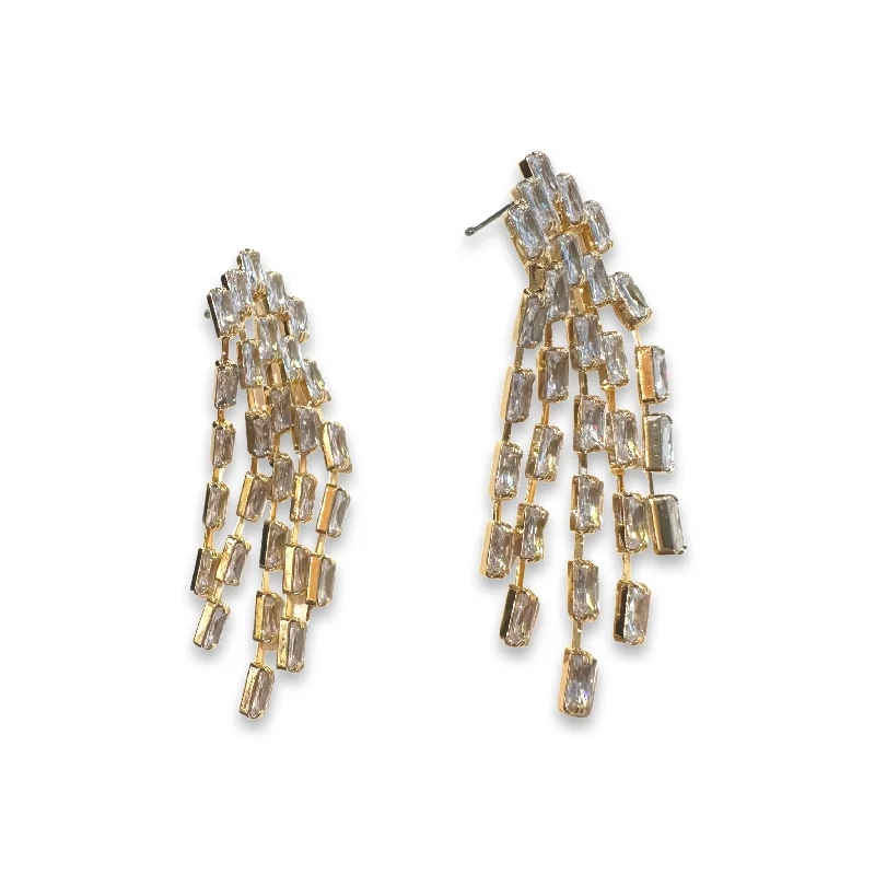 Ladies large earrings-Crystal Tassel Statement Earrings