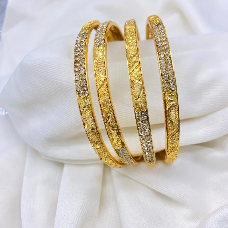 Ladies boho bracelet-Gold with Stone Bangles 4 pcs.