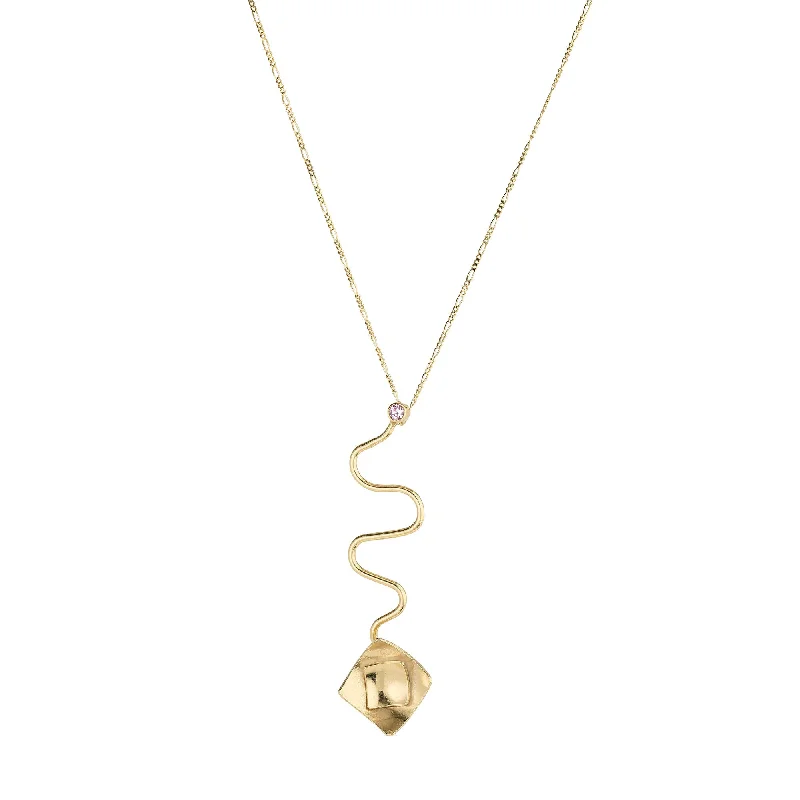 Ladies charm pendant necklace-Mentha 14K Gold Necklacew. Sapphire