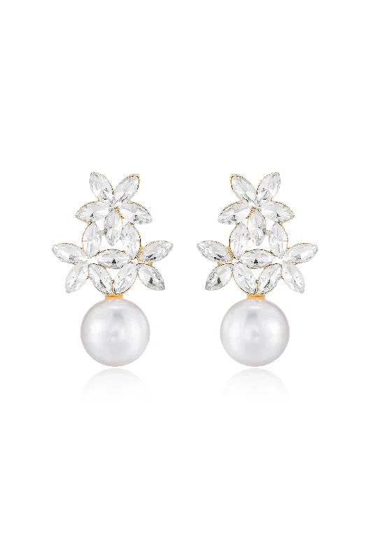 Ladies infinity earrings-Best Day Crystal & Pearl Earrings