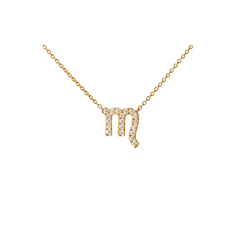 Ladies vintage-style gold necklace-Petit Sign Scorpio 18K Gold Necklace w. Diamonds