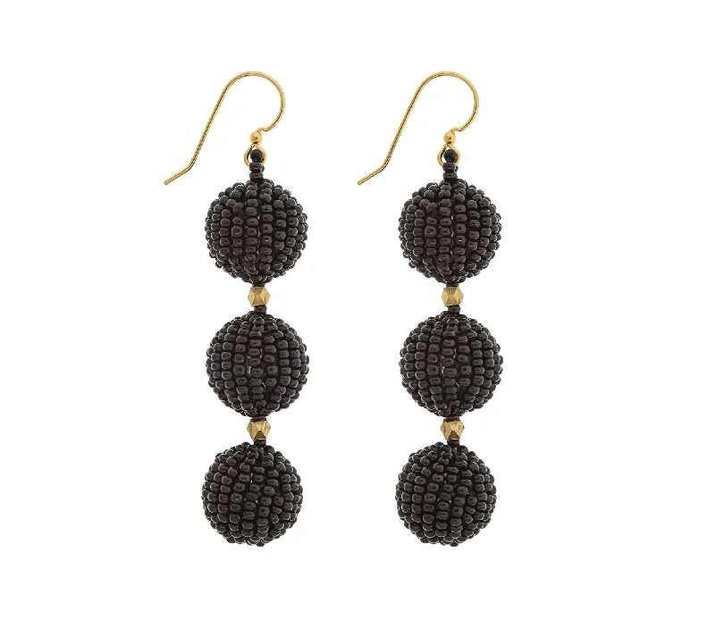 Ladies geometric earrings-<br>The Charlie Earring <br> Black