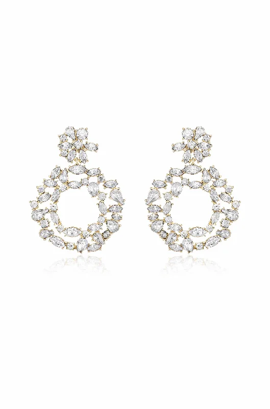 Ladies drop earrings-Crystal Bouquet Earrings