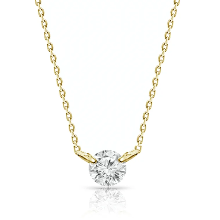 Ladies birthstone charm necklace-0.8ct Floating Diamond Solitaire Necklace