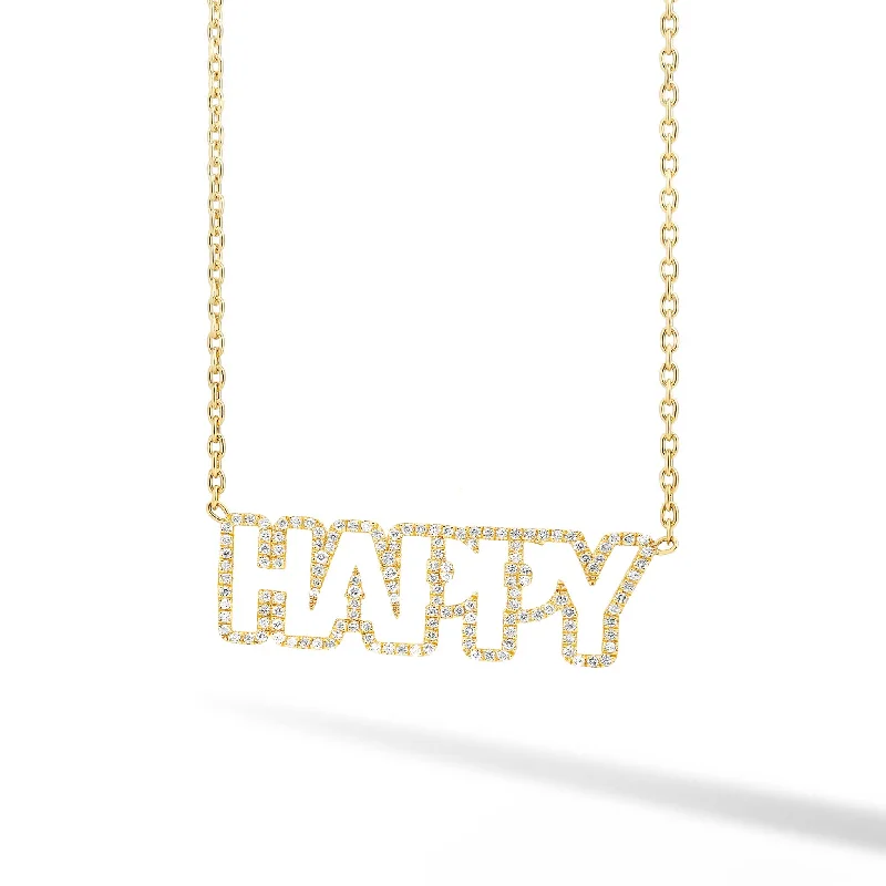 Ladies custom gold necklace-Bold Diamond Cutout Name Necklace