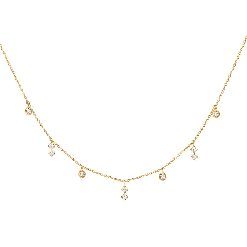 Ladies platinum necklace-Enchanting 18K Gold Necklace w. Diamonds