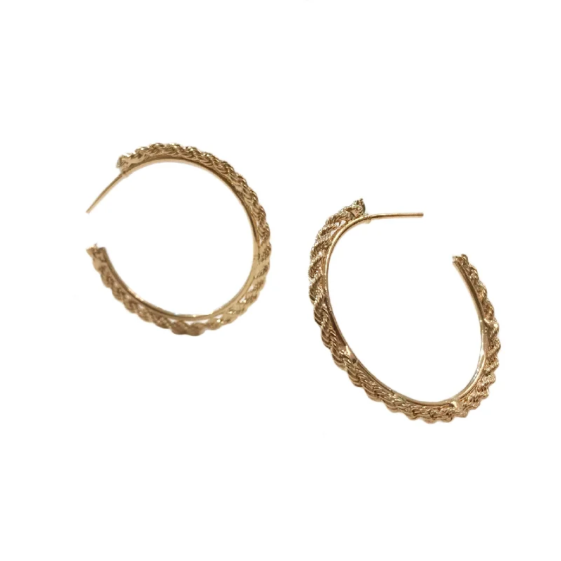 Ladies gold dangle earrings-Gold Filled Rope Twist Hoops