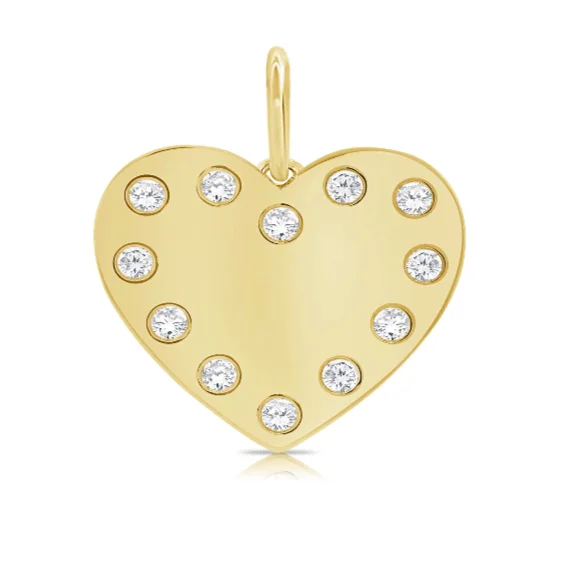 Ladies diamond necklace-Segment Diamonds Heart Charm