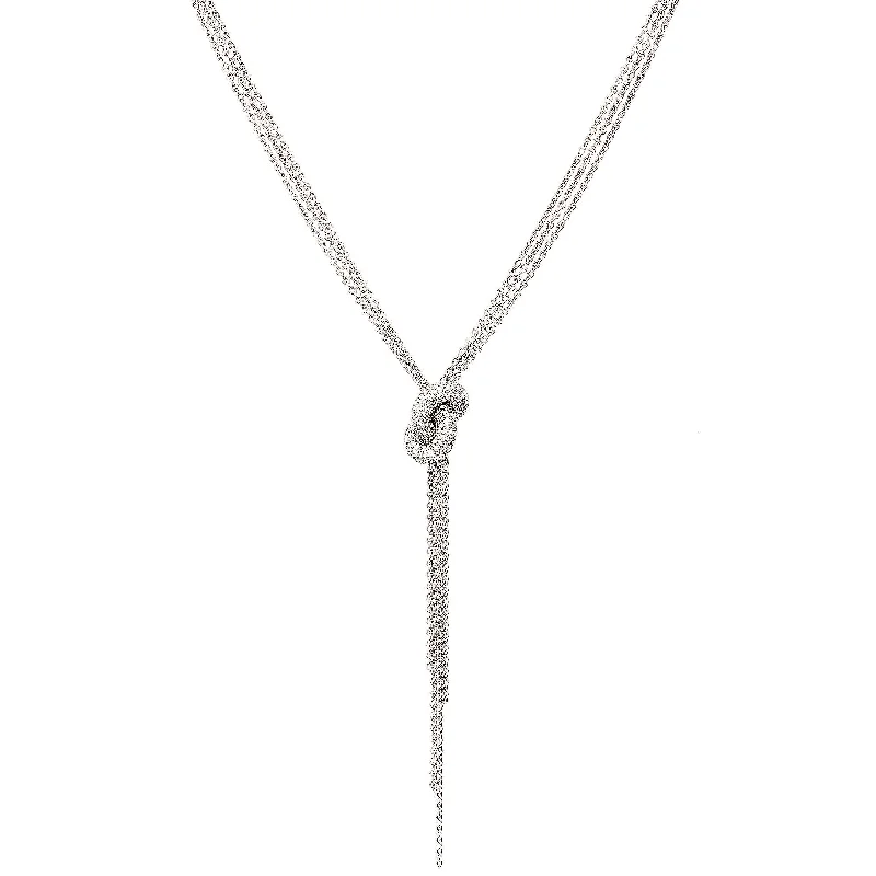 Ladies gemstone pendant necklace-The Legacy Knot 18K Whitegold Necklace w. Diamonds