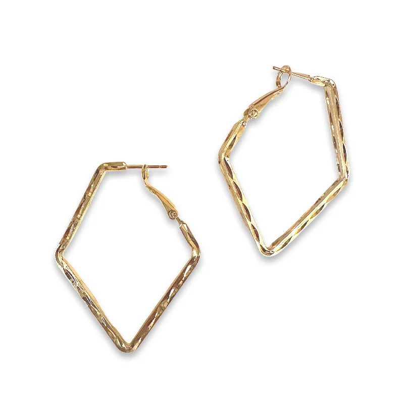 Ladies teardrop earrings-Crysta Geometric Diamond Hoops