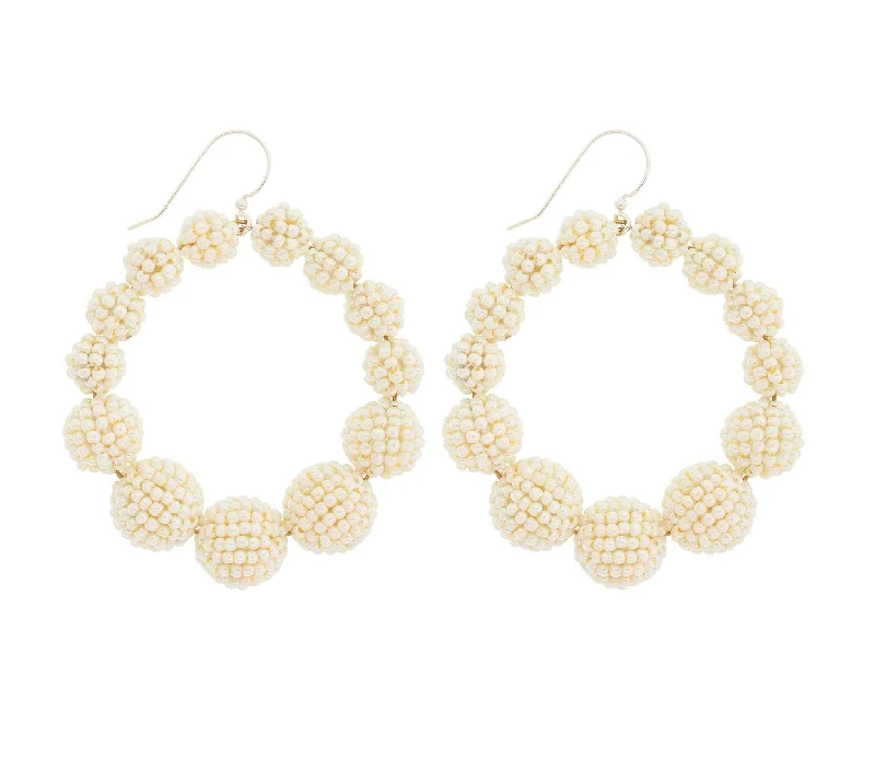 Ladies bar earrings-<br>The Olivia Hoop <br> Cream