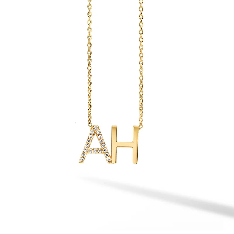 Ladies double chain necklace-Accent Initials Necklace