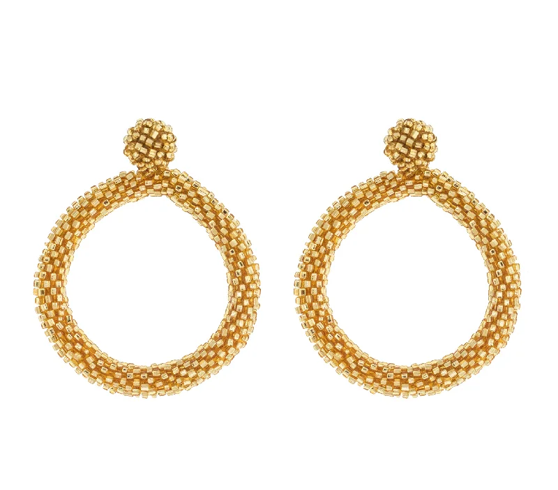 Ladies ear chain earrings-<br>The Roll-On® Hoop <br> Gold