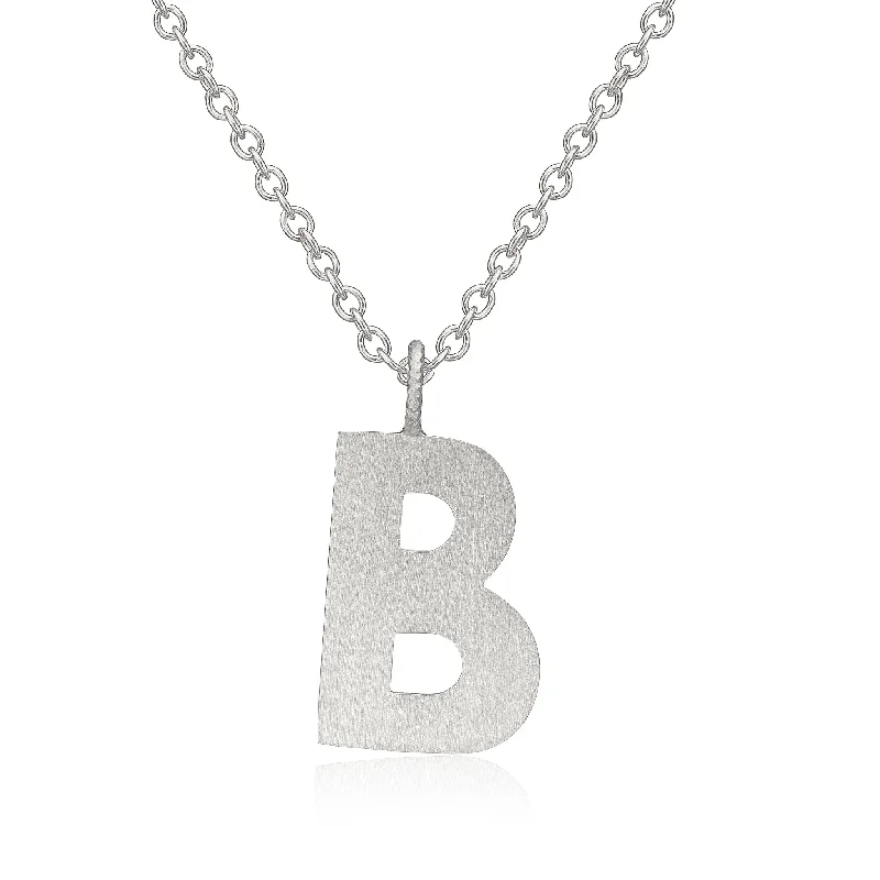 Ladies long necklace-Letter B Silver Necklace