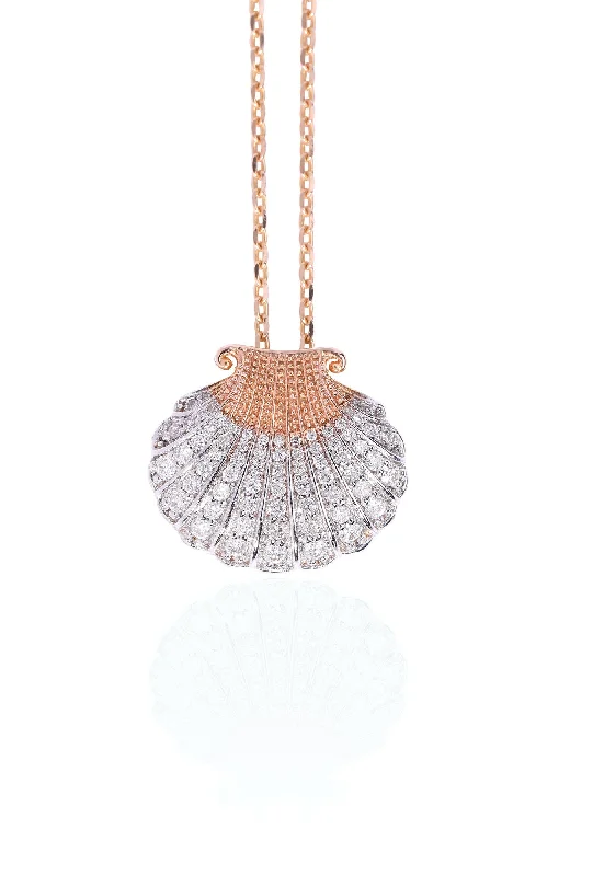 Ladies diamond pendant necklace-Aphrodite 14K Rosegold Necklace w. Diamonds