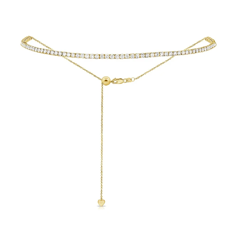 Ladies custom gold necklace-3.89ct Adjustable Imperial Diamond Tennis Choker