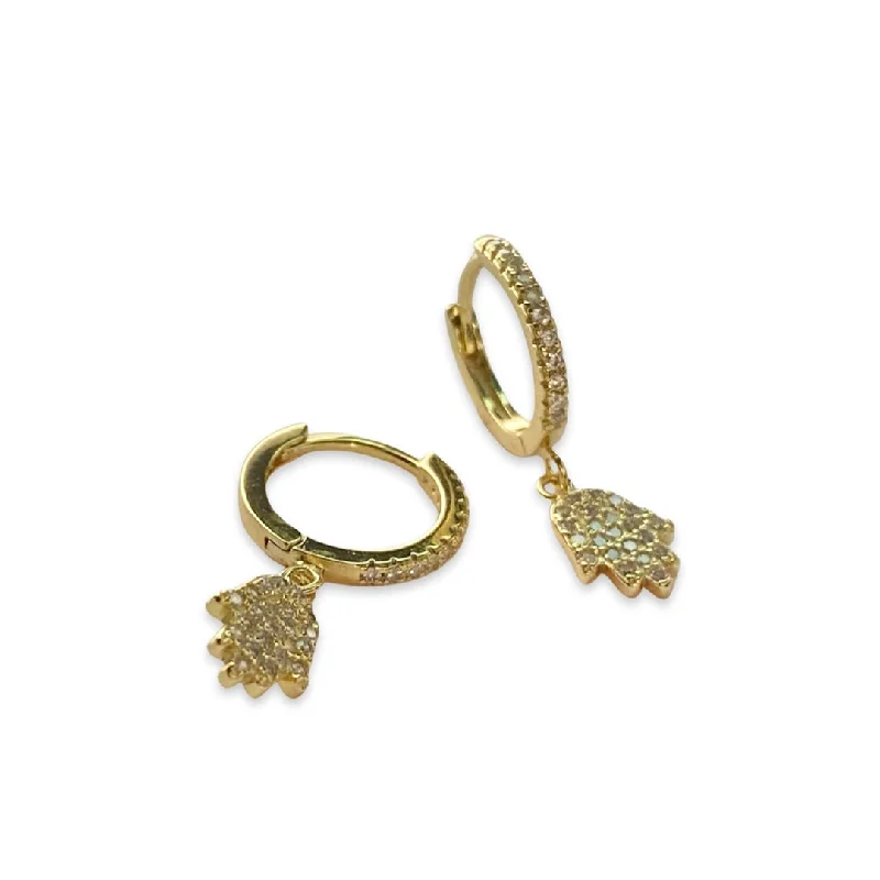 Ladies star earrings-Haggy Hamsa Huggies