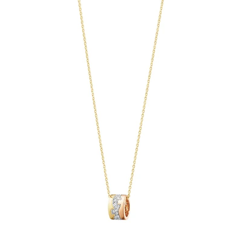 Ladies personalized necklace-Fusion 18K Gold, White Gold & Rose Gold Necklace w. Diamonds 0.19 ct