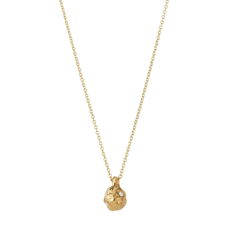 Ladies silver chain with pendant necklace-Lula Nugget Gold Plated Necklace w. Sapphires