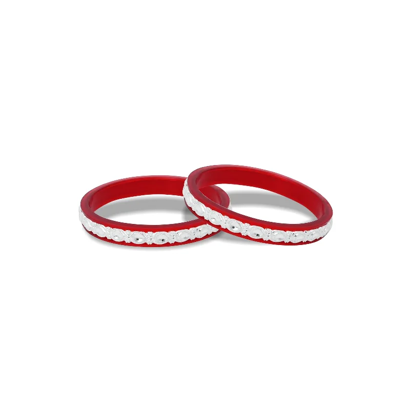 Ladies magnetic bracelet-Silver "Diva's Grace" Red Bangles for Women