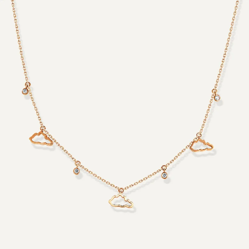 Ladies gold chain necklace-Allusia Love Three 18K Rosegold Necklace w. Diamonds