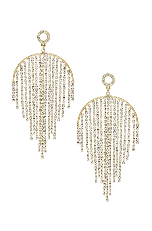 Ladies pearl hoop earrings-Crystal Elegance Fringe Earrings