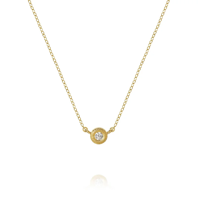 Ladies long necklace-Balloon 18K Gold Necklace w. Diamond