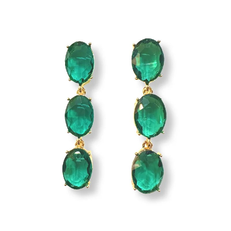 Ladies statement hoop earrings-Crytsa Oval Drop Earrings