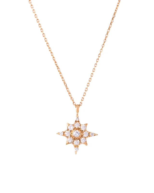 Ladies simple gold pendant necklace-Twinkle 18K Gold, Whitegold or Rosegold Necklace w. 13 Diamonds