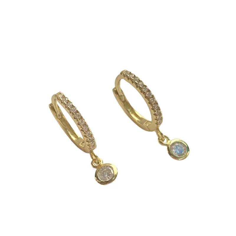 Ladies circle earrings-Haggy Pave Bezel Charm Huggies